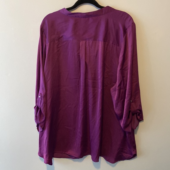 Purple Satin Tunic with 3/4 Sleeve - Picture 3 of 4